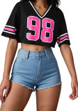 Women short-sleeved Round Neck Casual sports v-neck Top