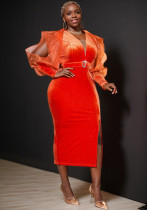 Plus Size Women Long Sleeve African Party Formal Party Dress