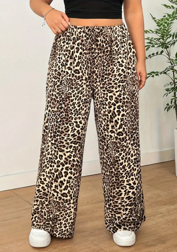 Plus Size Women casual leopard print trousers