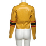 Women street embroidery contrast color Crop Top jacket