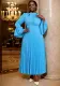 Pure Color Elegant Bell Bottom Sleeve Pleated Party Dress
