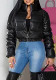 Autumn Winter High Neck Long Sleeve Zipper Fashion Casual Cotton-Padded Jacket