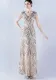 Women Sequin Beaded Evening Dress