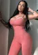 Women Sexy Solid Suspender Bow Jumpsuit