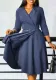 Women's Autumn Winter Fashion V-Neck Solid Color High Waist African Dress