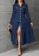 Elegant Long Sleeve Denim Long Dress