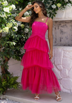 Women's Summer Strap A-Line Layer Long Dress