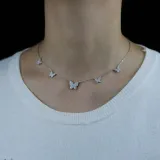 Heart-Shaped Zircon Pendant Necklace Clavicle Chain
