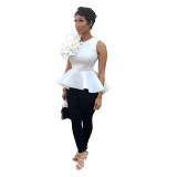 Women's Summer Ruffle Sleeveless Slim Waist Top