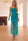 Women's Summer Strapless Bow Mesh Patchwork Slim Long Dress
