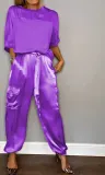Women half-sleeved Top and long pants Two Piece Set