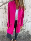 Women Solid Casual Zippered Hooded Jacket