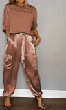 Women half-sleeved Top and long pants Two Piece Set