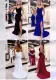 Women Sexy V-Neck Lace-Up Backless Slit Evening Dress