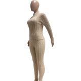 Women knitting Casual Top and Pant Two Piece Set