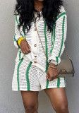 Women Contrast Long Sleeve Sweater ShortsTwo Piece Set
