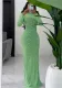 Autumn Round Neck Long Sleeve Flocking Slim Women Dress