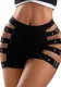 Summer Women's Sexy High Waist Black Hollow Shorts