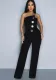 Solid Color Strapless Irregular Loose Wide-Leg Jumpsuit