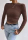 Women Long Sleeve Plaid Pleated T-Shirt