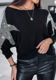 Women Five-Pointed Diamond Bat Sleeves Top