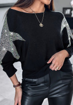 Women Five-Pointed Diamond Bat Sleeves Top
