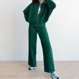 Women Fall Solid Casual Lace-up Sports Hoodies Two Piece Set