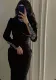 Women Fall Beaded Slit Black Long Sleeve Bandage Dress