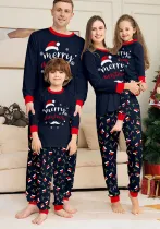 Christmas Family Wear Hat White Beard American Holiday Party Print Pajama Set