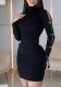 Women Beaded Lace-Up Hollow Long Sleeve Dress