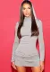 Women Fall Solid Long Sleeve Hooded Gathered Bodycon Dress