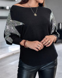 Women Five-Pointed Diamond Bat Sleeves Top