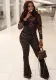 Autumn Fashion Sexy Trend Leopard Print High Waist Two Piece Pants Set