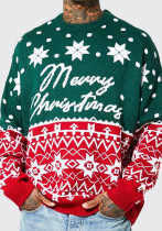 Men's Autumn Winter Christmas Knitting Shirt Jacquard Loose Pullover Sweater