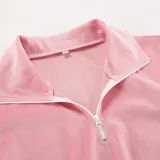 Pink Fashion Sports Suit Autumn Winter Zipper Turndown Collar Two-Piece Women Pants Set