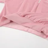 Pink Fashion Sports Suit Autumn Winter Zipper Turndown Collar Two-Piece Women Pants Set
