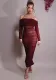 Women Autumn Bodycon Sexy Mesh Off Shoulder Gathered Dress