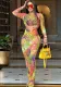 Women Round Neck Printed Long Sleeve Bodycon Dress