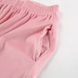 Pink Fashion Sports Suit Autumn Winter Zipper Turndown Collar Two-Piece Women Pants Set