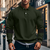 Autumn Winter American Turndown Collar Buttoned Long-Sleeved Men's T-Shirt Loose Color Matching Shirt