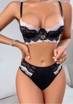 Women Mesh See-Through Patchwork contrast color sexy lace lingerie