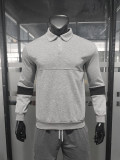 Autumn Winter American Turndown Collar Buttoned Long-Sleeved Men's T-Shirt Loose Color Matching Shirt