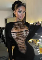 Autumn Long Sleeve Lace-Up Sexy Bodycon Dress
