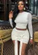 Women's Solid Color Round Neck Mesh Patchwork Crop Top Ribbon Skirt Two Piece Set