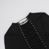 Autumn Long Sleeve Lace-Up Sexy Bodycon Dress