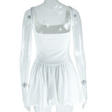 Women's Solid Color Sexy Strap Sleeveless Low Back Casual A-Line Dress