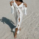 Autumn Long Sleeve Ruffled Long Sleeve Sunscreen Cover-Up Dress