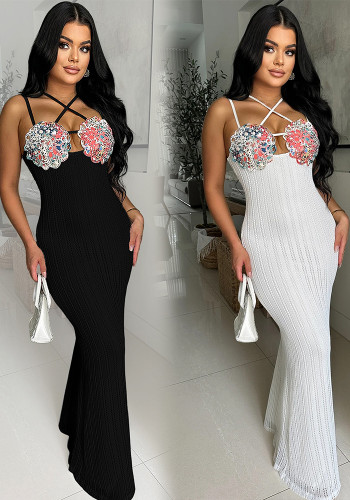 Fashion Women's Sexy Strap Slim Long Dress（customized,MOQ 6pcs/size/color,process time 7-10 days）