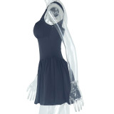 Women's Solid Color Sexy Strap Sleeveless Low Back Casual A-Line Dress