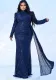 Plus size Women long sleeve round neck Neck Formal Party Sequined Fishtail Maxi Evening Dress